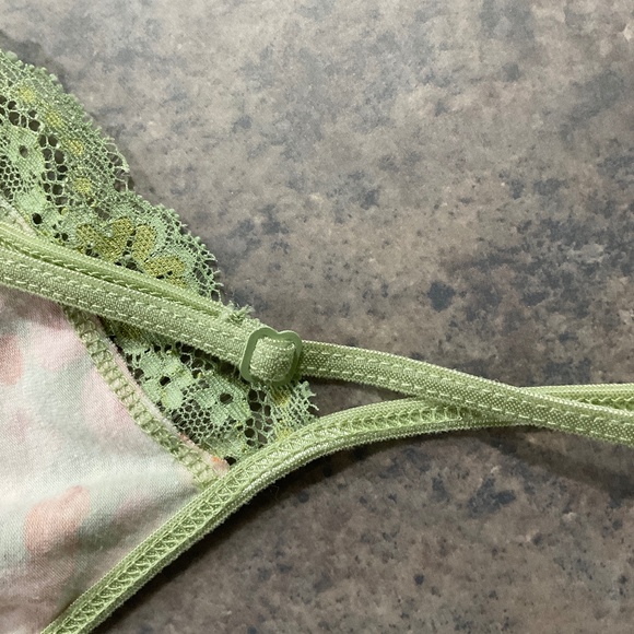 Bralette Lace Cami Mint Green Floral Set Size Large - Picture 6 of 14